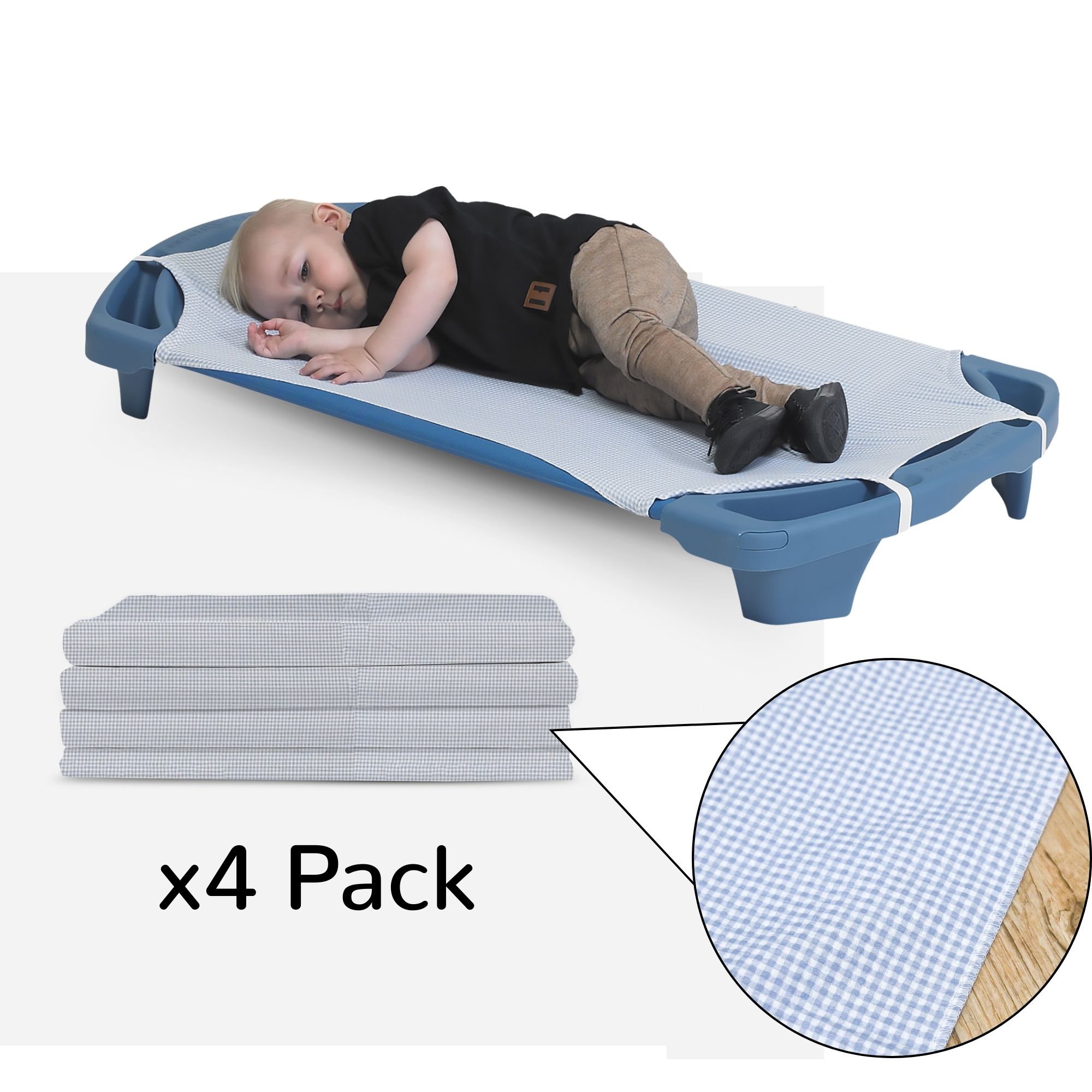 Angels Rest Gingham Cot Sheet - Toddler - Set of 4