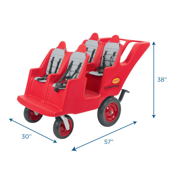 4 Passenger BYE BYE BUGGY Never Flat "Fat Tire" Red/Gray
