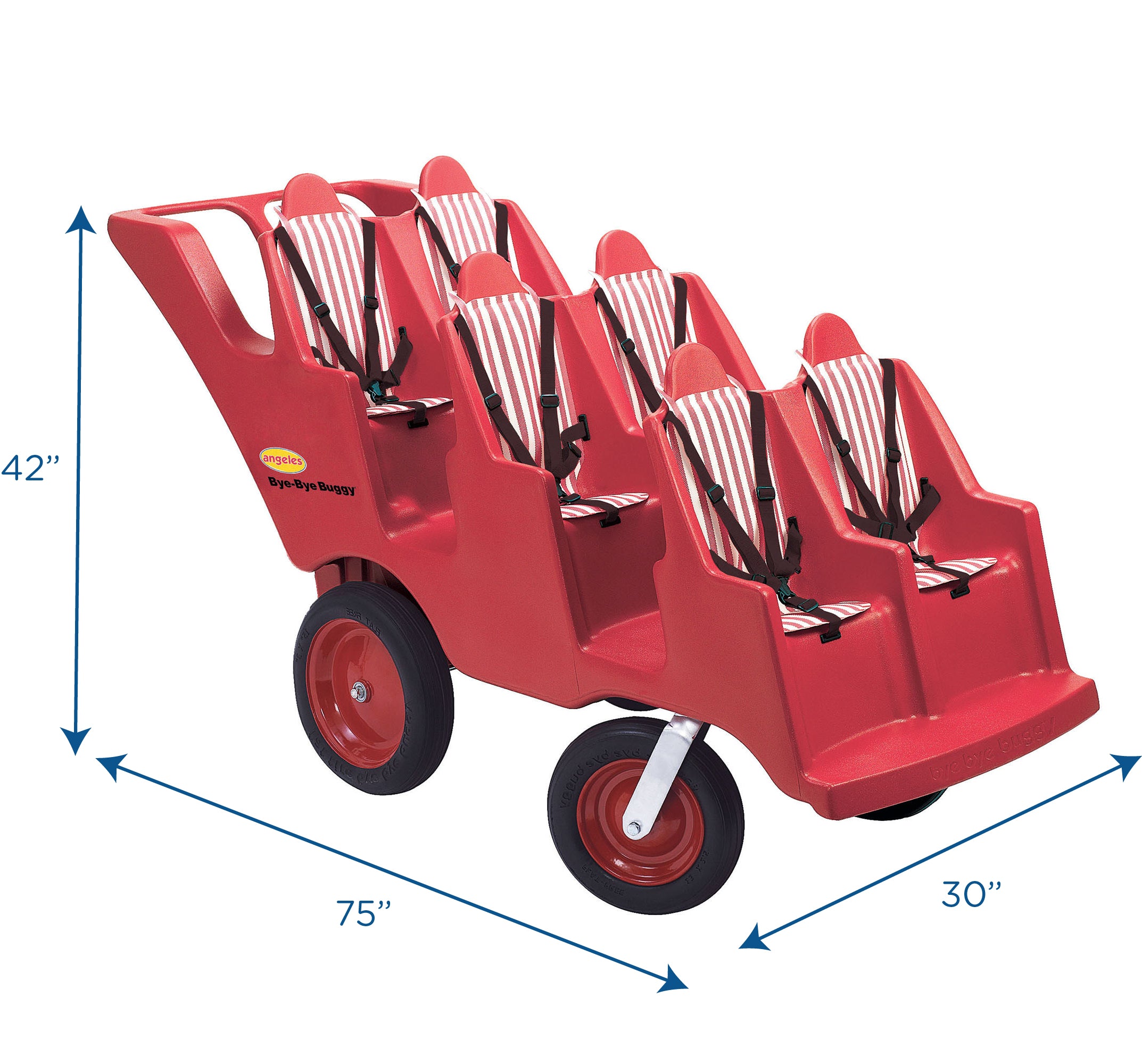 6 Passenger BYE BYE BUGGY Never Flat "Fat Tire" Red/Stripe