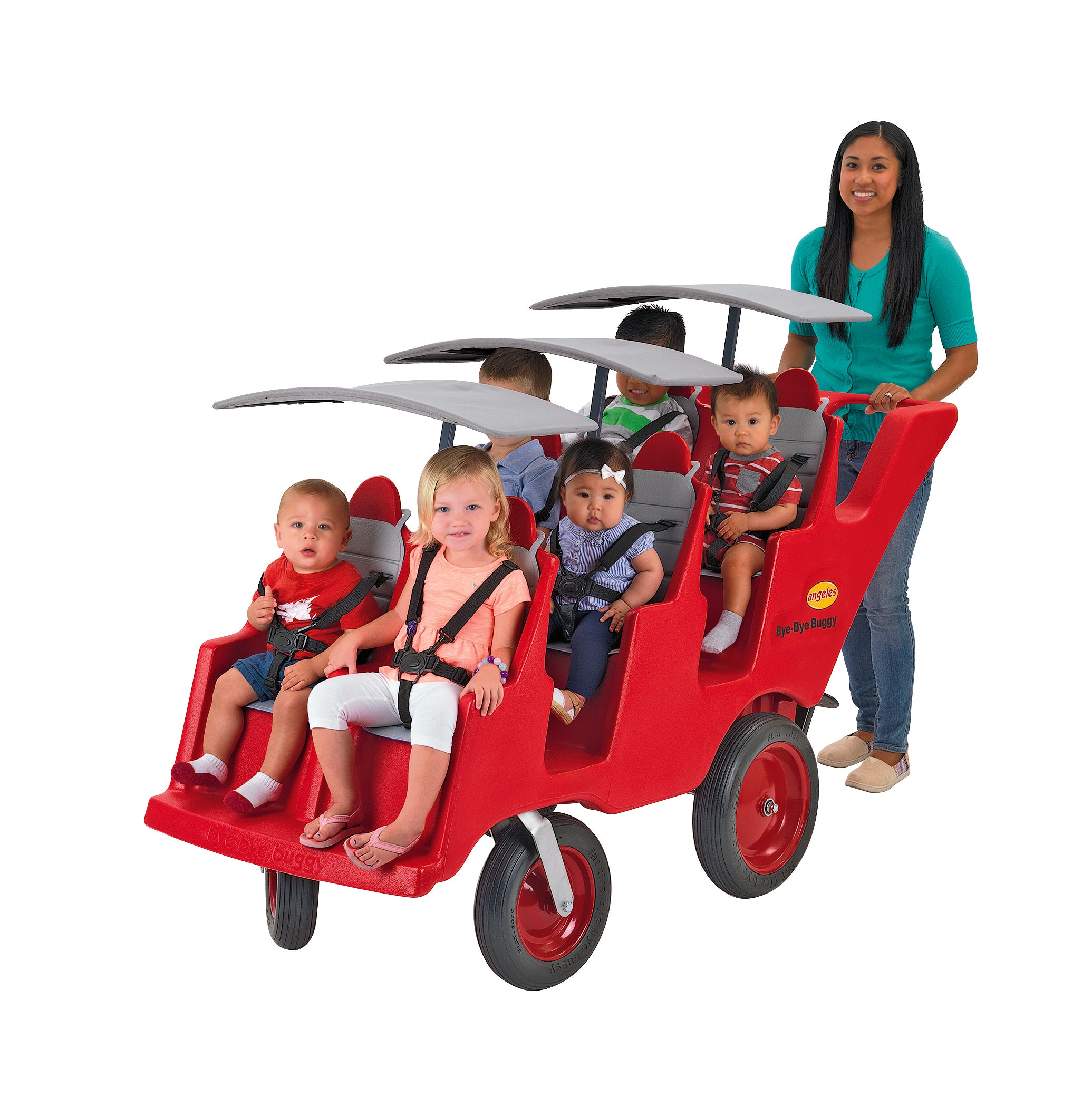 6 Passenger BYE BYE BUGGY Never Flat "Fat Tire" Red/Gray