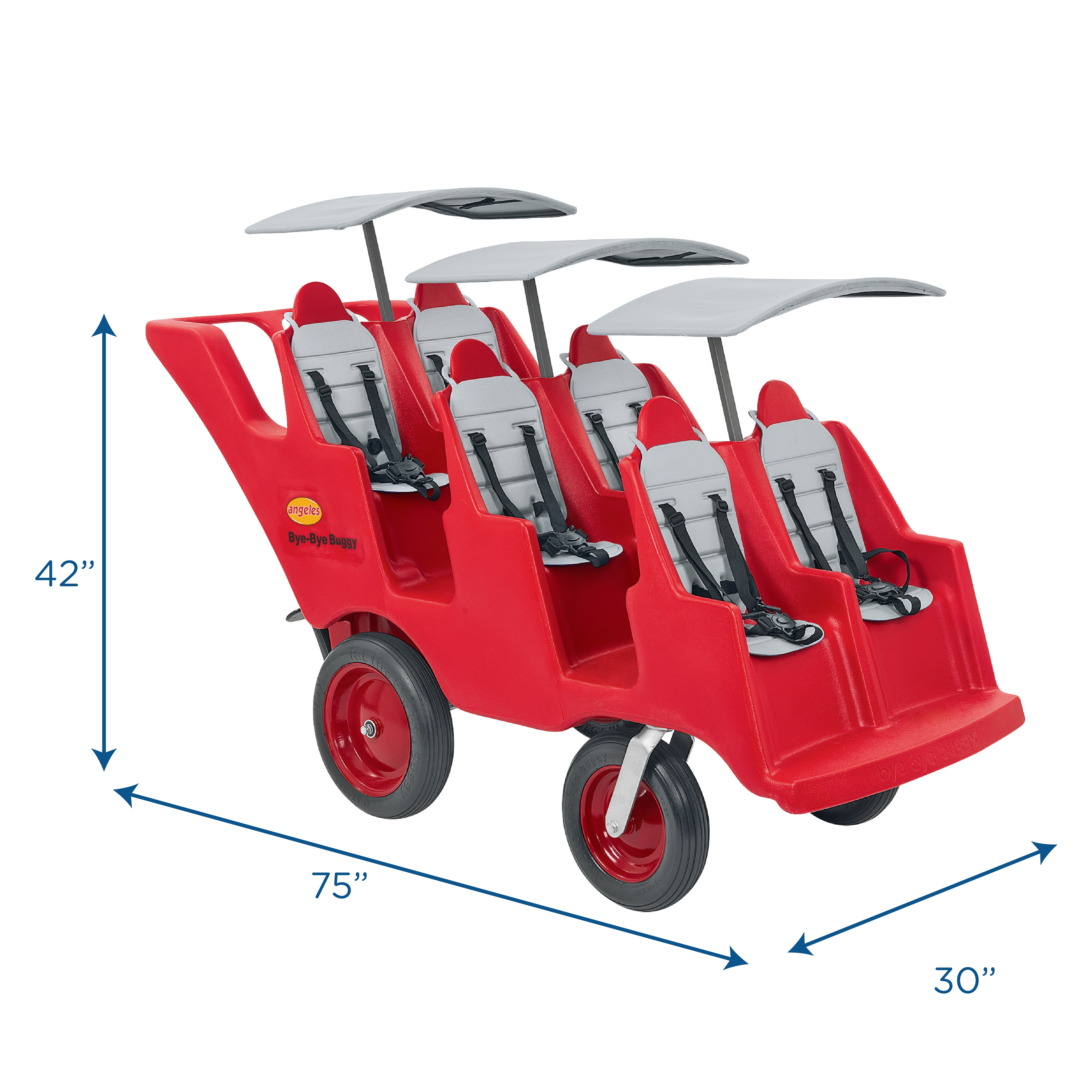 6 Passenger BYE BYE BUGGY Never Flat "Fat Tire" Red/Gray