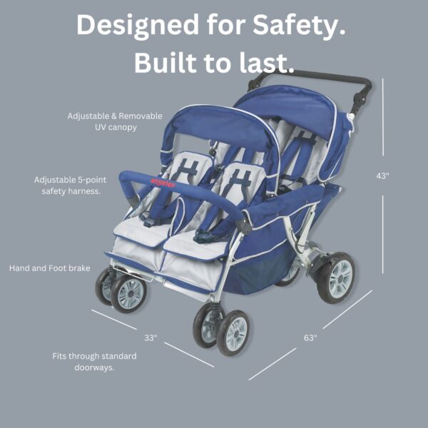SureStop Folding Commercial BYE-BYE Stroller 4 Passenger