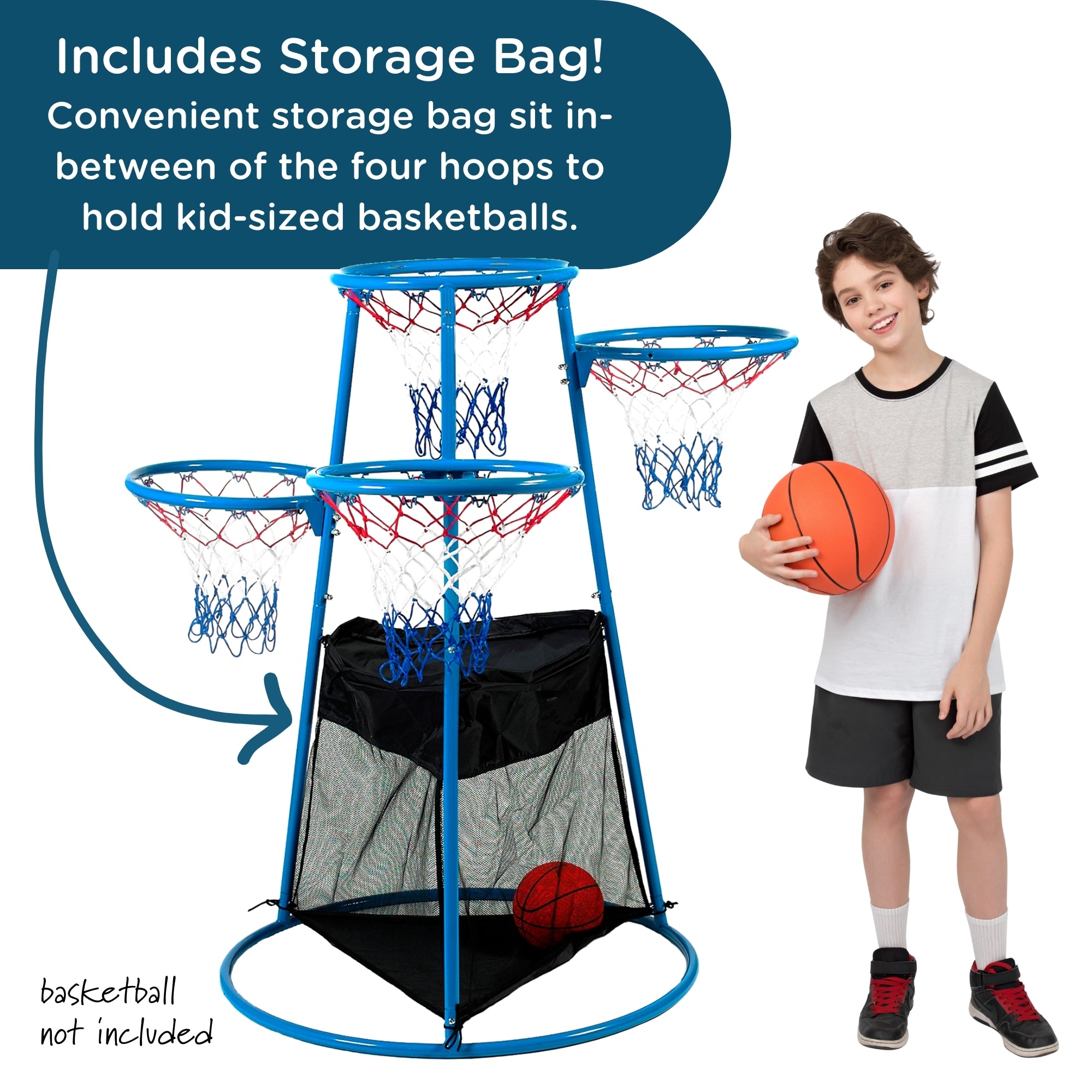 4-Ring Basketball Stand with Storage Bag
