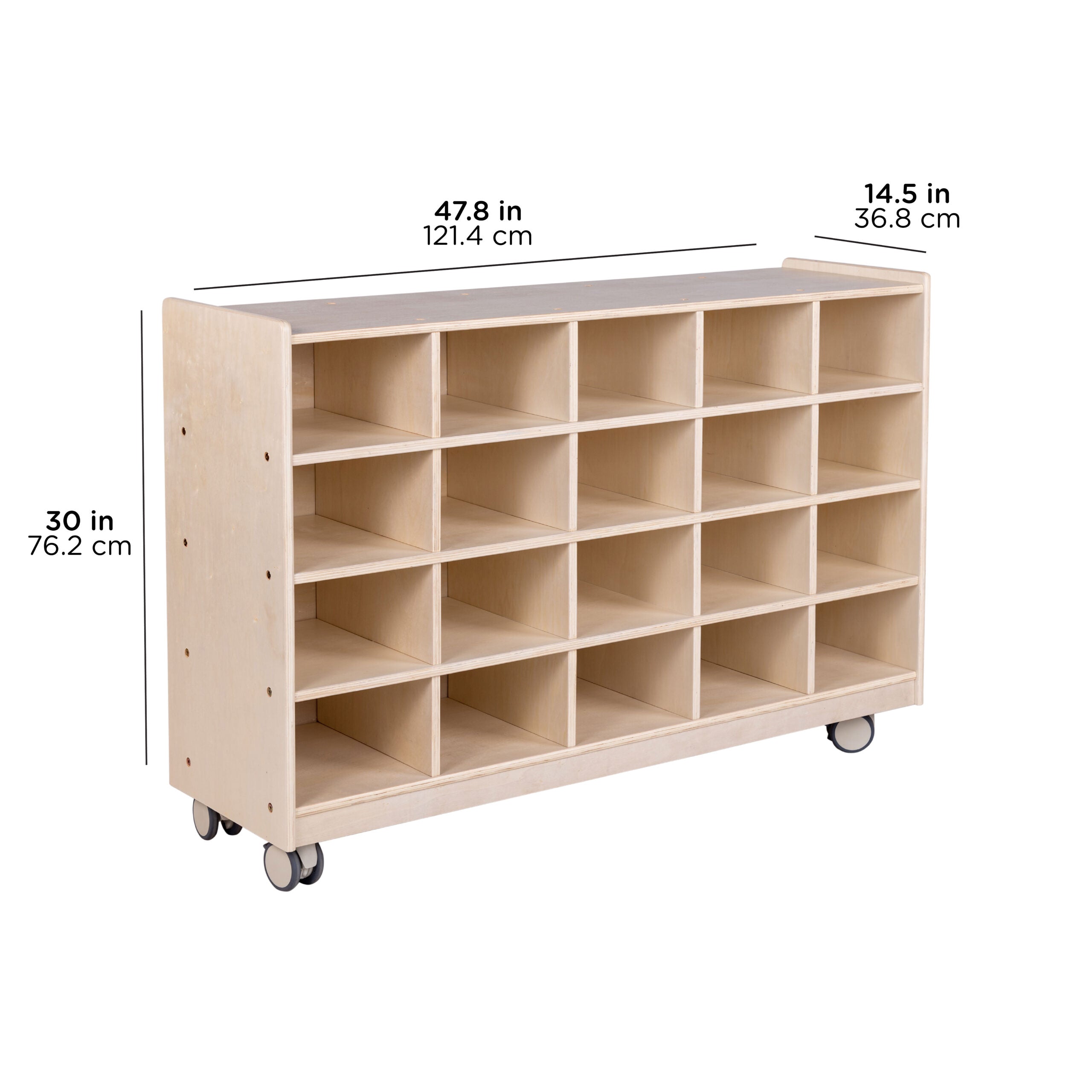 Mobile 20-Section Cubby Storage - Assembled