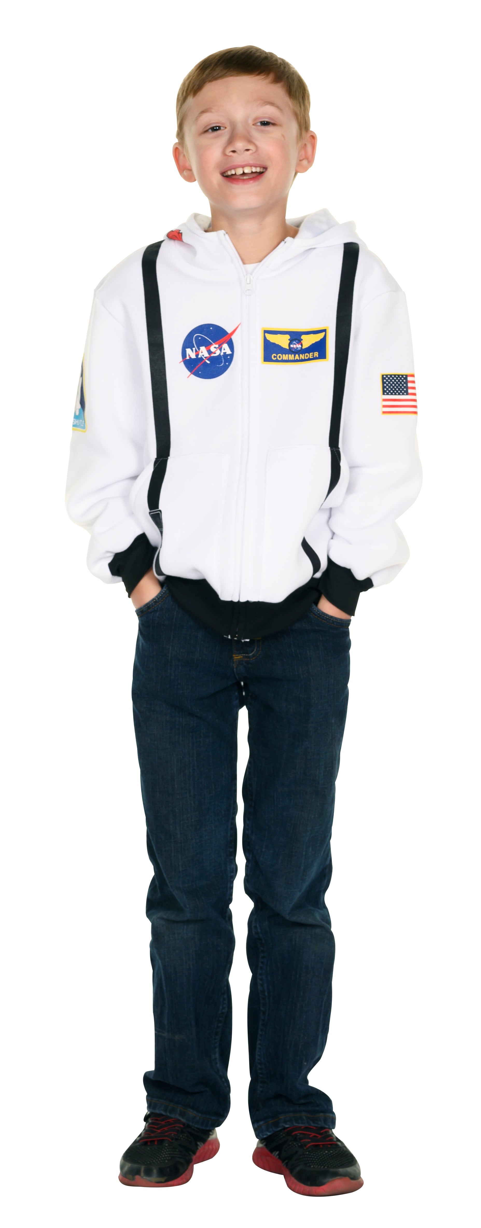 Astronaut Hoodie, White, Youth Size, Small