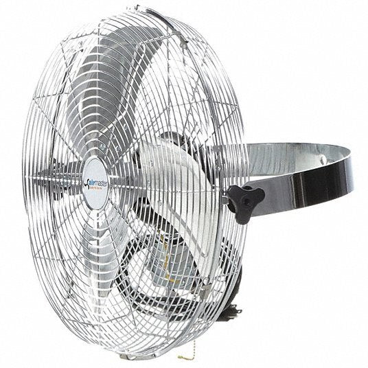 Airmaster Work Station Yoke Mount Commercial Fan, Size: 18", Model: I-18YM, 115V, 1 Phase, 3 Speed, Open Drip Proof, Ball Bearing Motor, Pull Change Switch included, 360 dg adjustable
