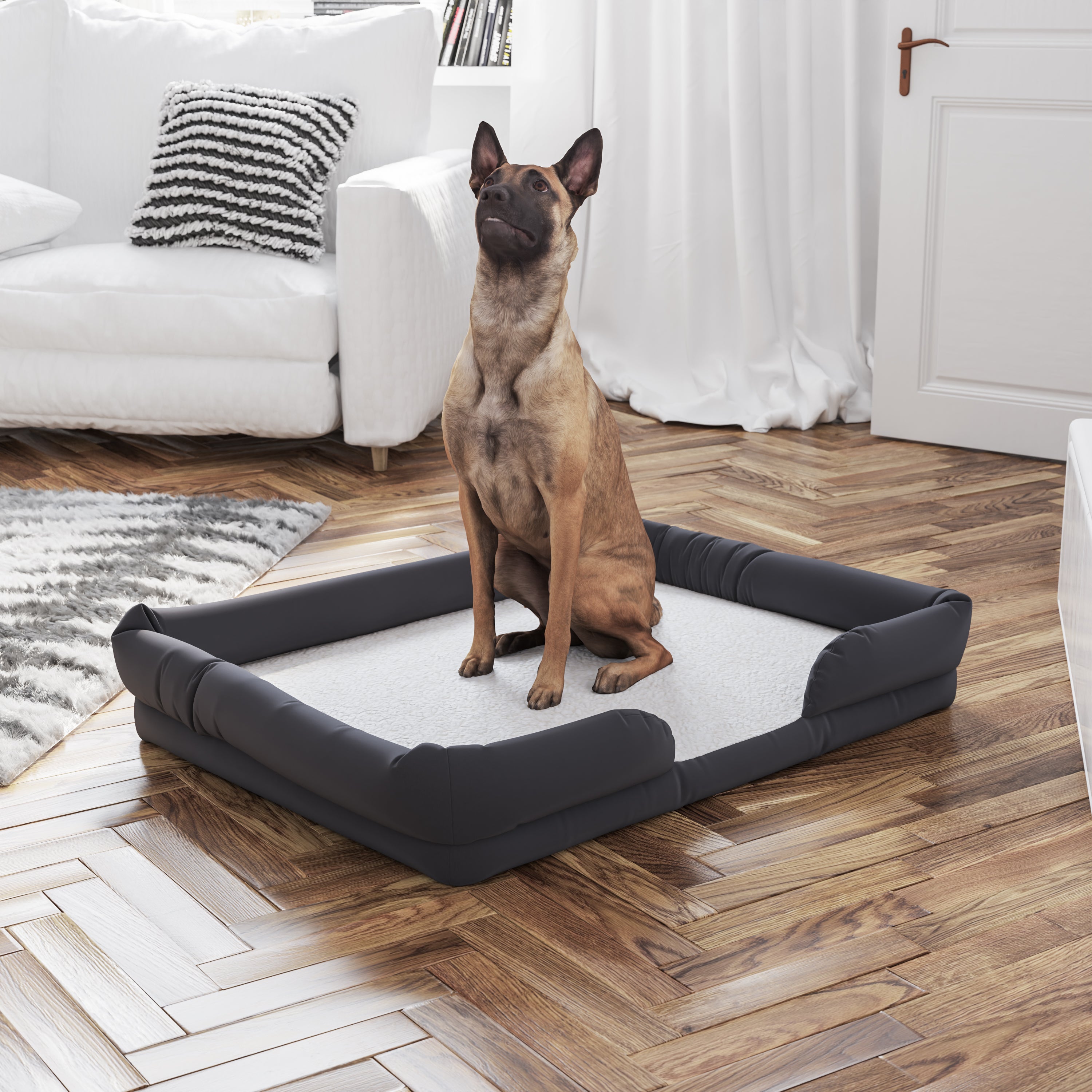 Cooper Orthopedic Comfy Memory Foam Joint Relief Bolster Dog Bed for Dogs up to 44 LBS. - Removable & Washable Cover, Non-Slip Bottom