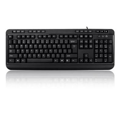 Adesso - Multimedia Desktop Keyboard with 3-Port USB Hub - Cable Connectivity - Full-size - USB Interface - 104 Key(s) - Black