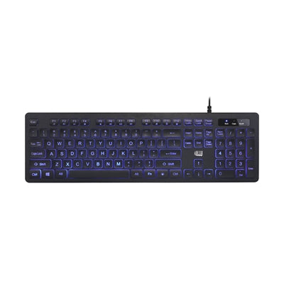 Adesso - Large Print Illuminated Desktop Keyboard - Cable Connectivity - USB Interface - LED - 104 Key(s) - Windows Key - Black