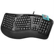 Adesso - Desktop Ergonomic Smart Card Reader Keyboard (TAA Compliant) - Cable Connectivity - Full-size - USB Interface - Black