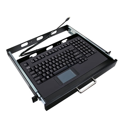 Adesso - EasyTouch 425UB-MRP Touchpad Keyboard W/ Rackmount - Cable Connectivity - USB Interface - 104 Key - English (US) - Black