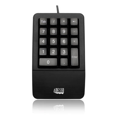 Adesso AKB-618UB Waterproof Ergo Numeric Keypad Ergonomic USB Number Pad Wired 18 Keys