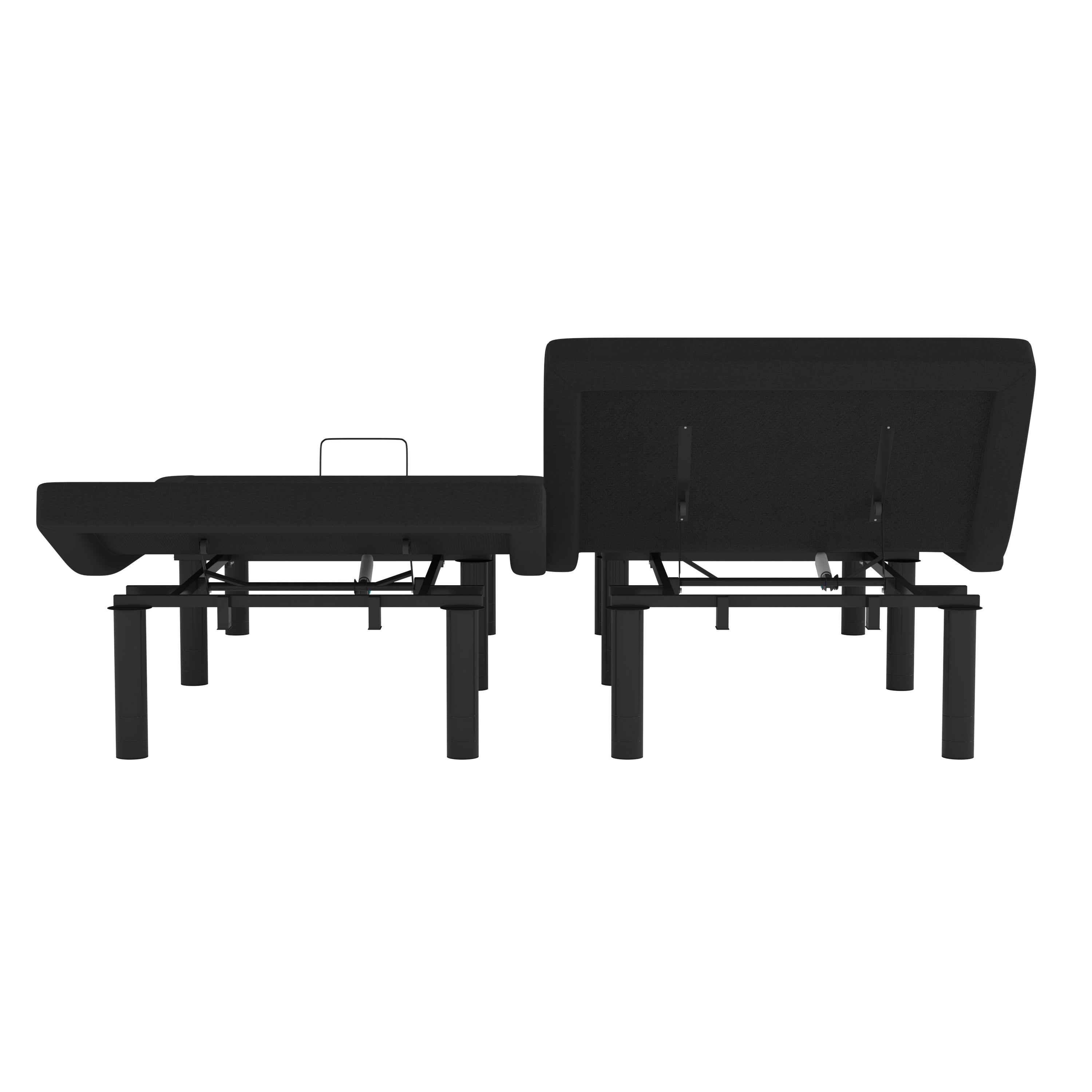 Selene Adjustable Upholstered Bed Base with Wireless Remote, Three Leg Heights, & Independent Head/Foot Incline-Split King - Black