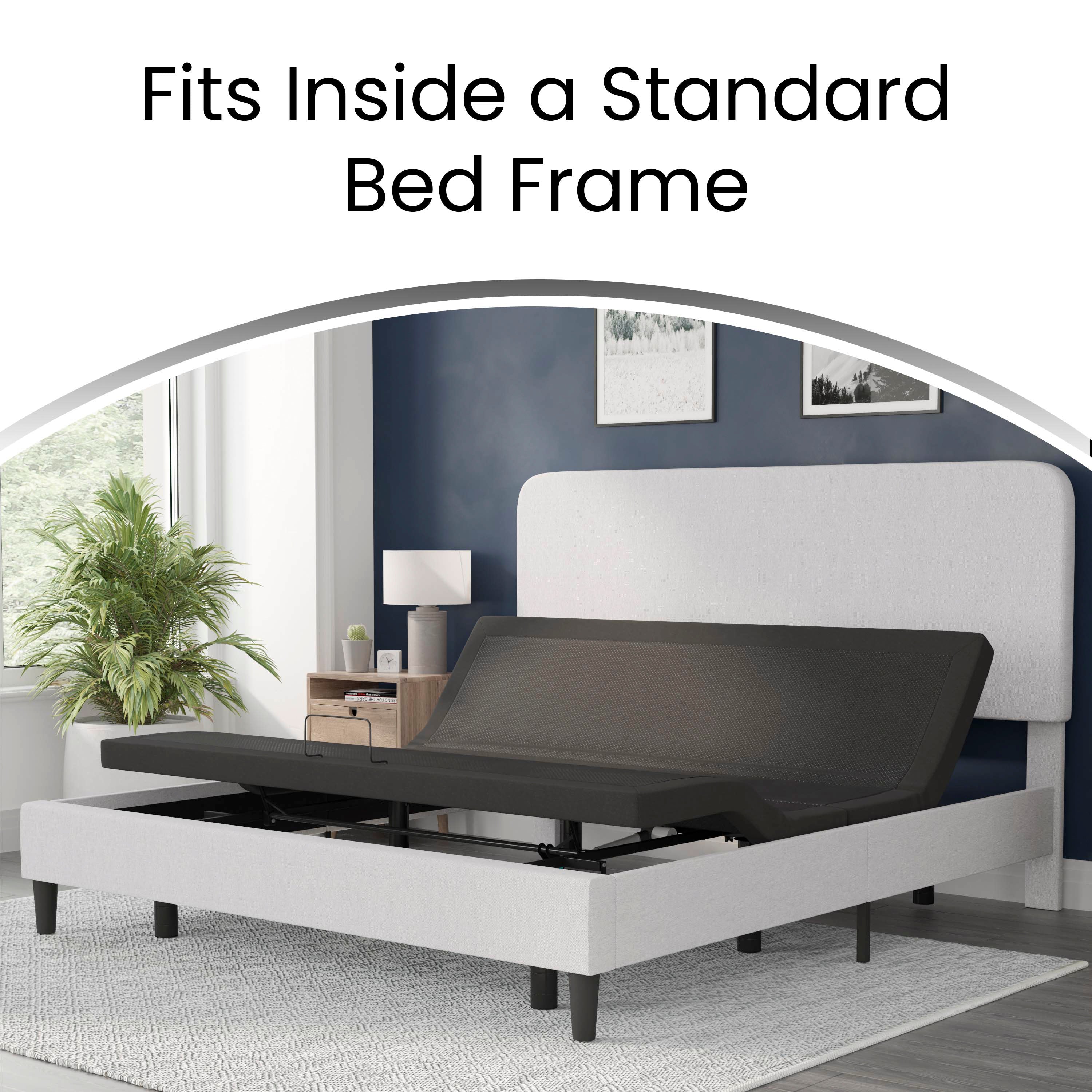 Selene Adjustable Upholstered Bed Base with Wireless Remote, Three Leg Heights, & Independent Head/Foot Incline-Split King - Black