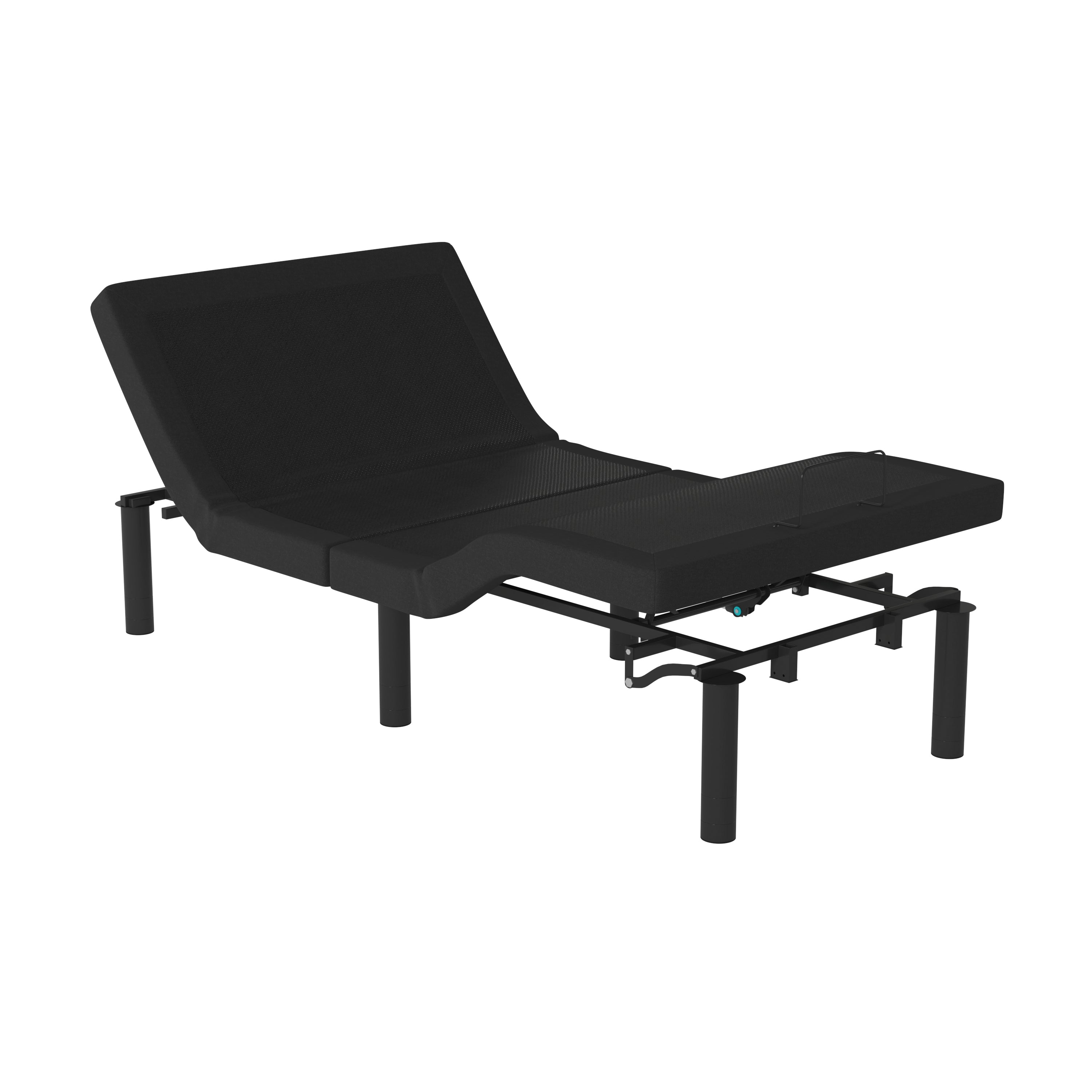 Selene Adjustable Upholstered Bed Base with Wireless Remote, Three Leg Heights, & Independent Head/Foot Incline -Twin XL - Black