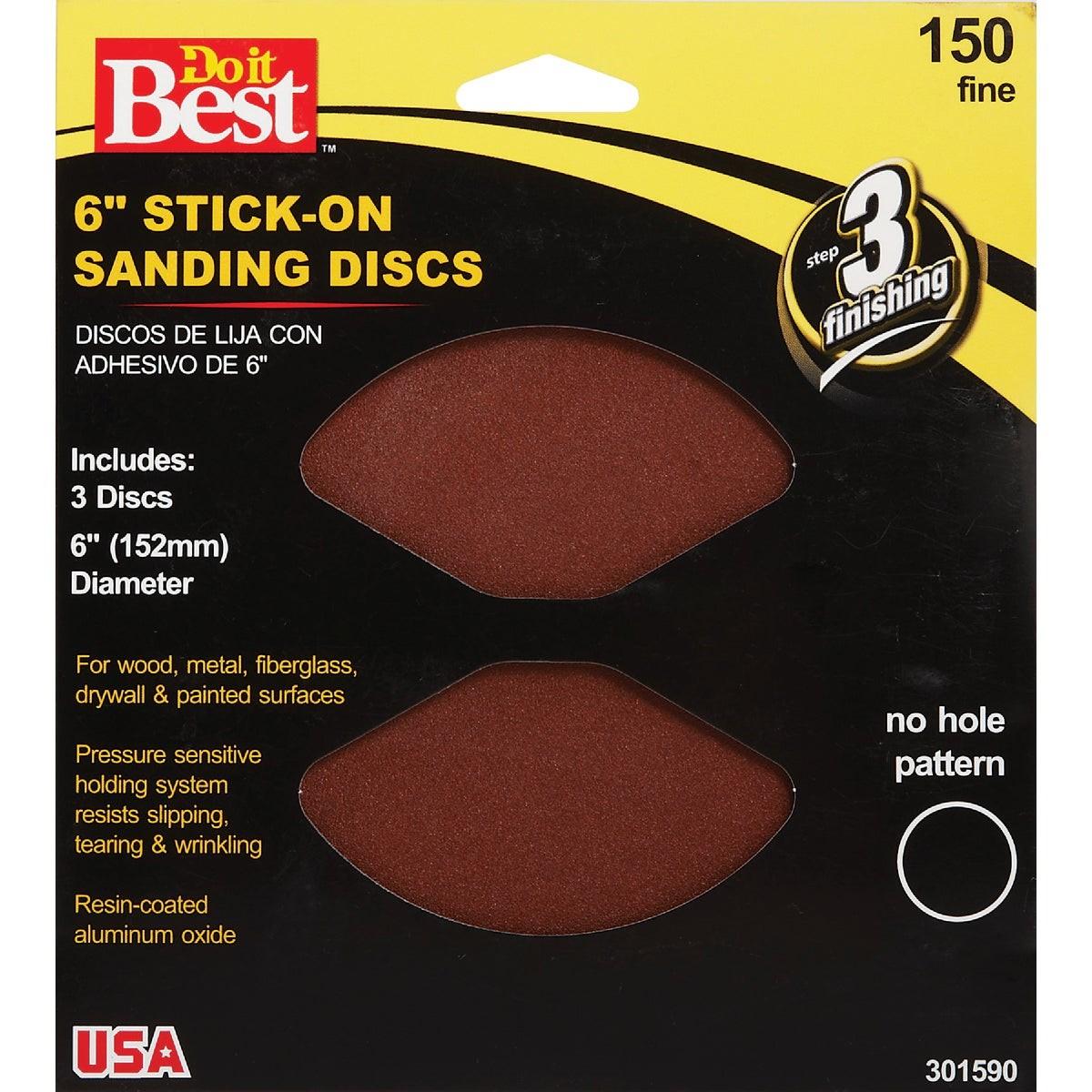 6 In. 150 Grit Stick-On Sanding Disc (3-Pack)
