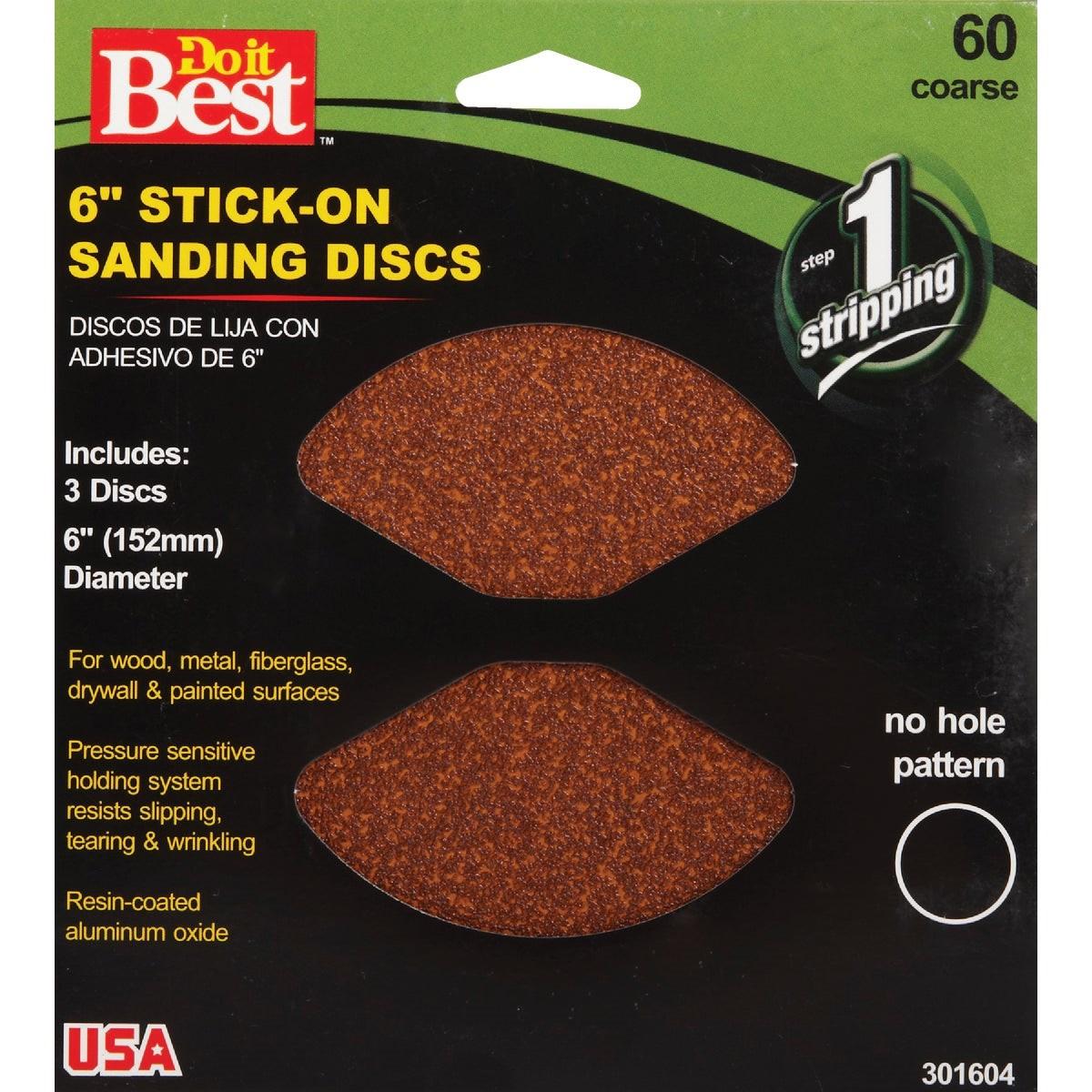 6 In. 60 Grit Stick-On Sanding Disc (3-Pack)