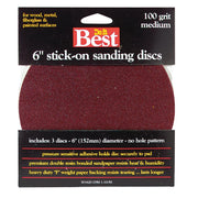 6 In. 100 Grit Stick-On Sanding Disc (3-Pack)