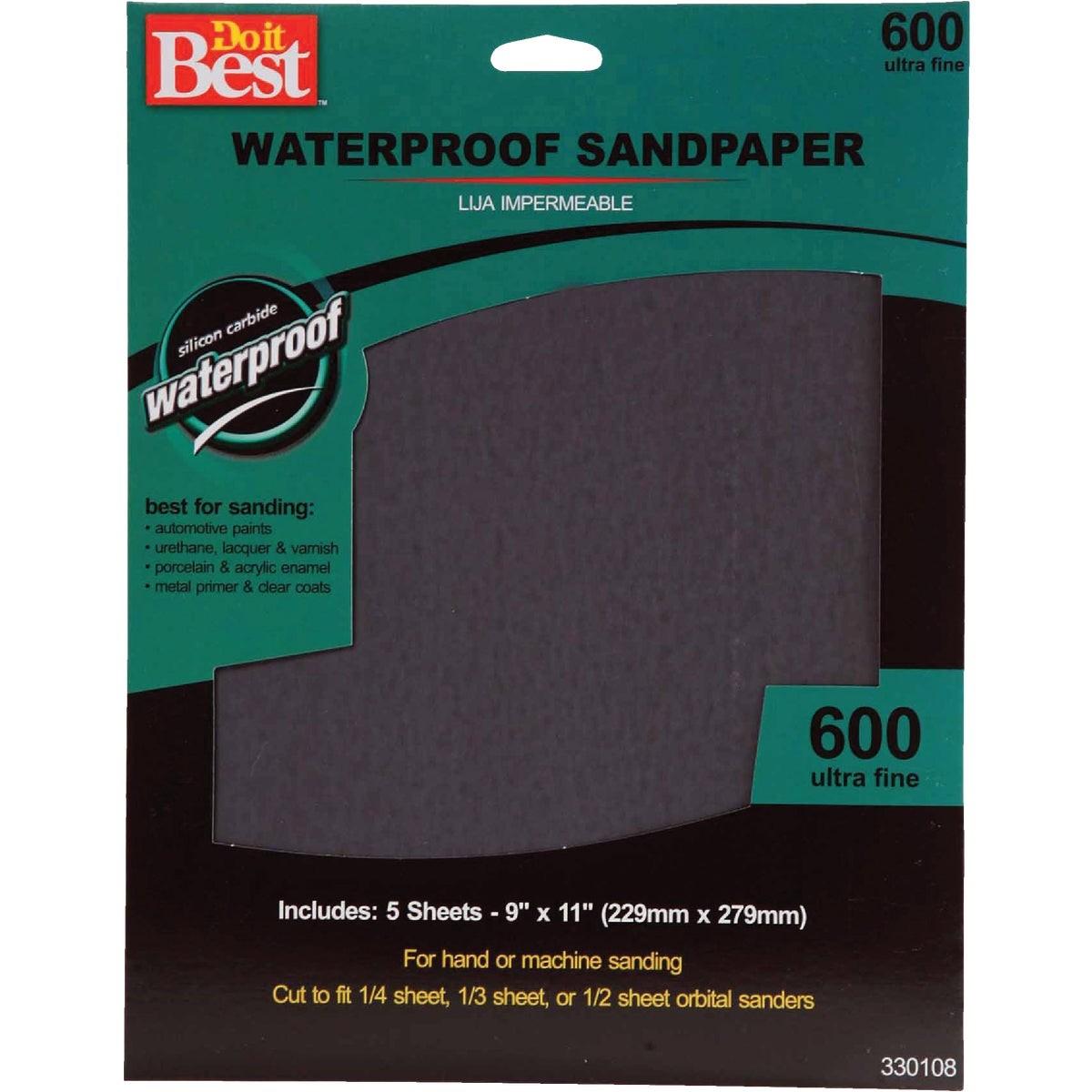Waterproof 9 In. x 11 In. 600 Grit Ultra Fine Sandpaper (5-Pack)