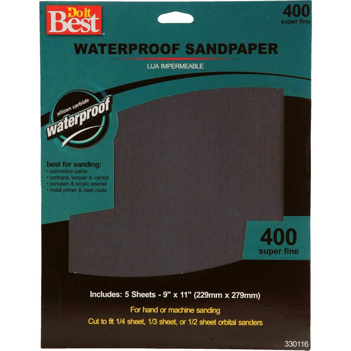 Waterproof 9 In. x 11 In. 400 Grit Super Fine Sandpaper (5-Pack)