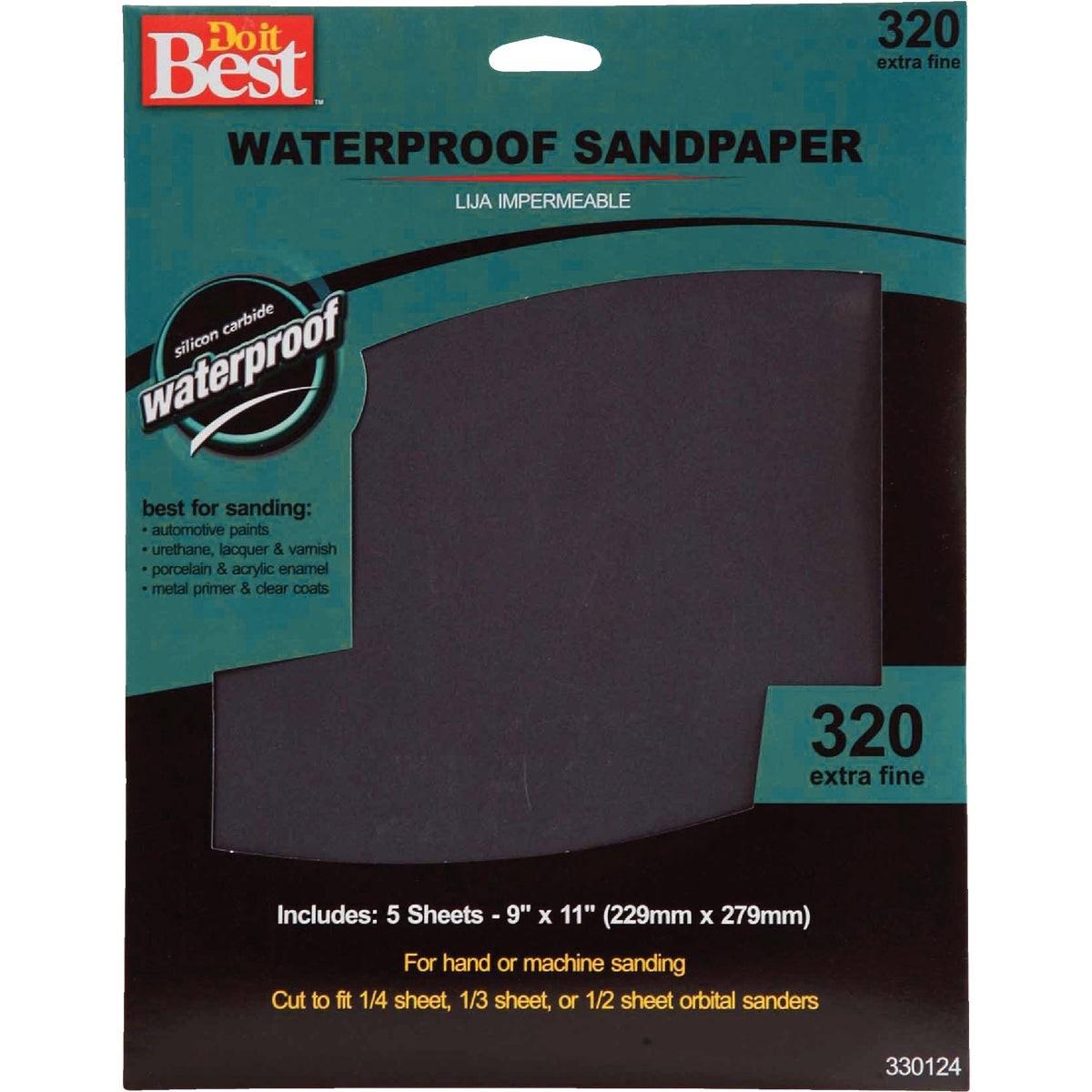 Waterproof 9 In. x 11 In. 320 Grit Extra Fine Sandpaper (5-Pack)