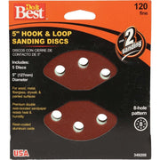 5 In. 120-Grit 8-Hole Pattern Vented Sanding Disc with Hook & Loop Backing (5-Pack)