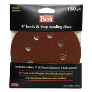 5 In. 320-Grit 8-Hole Pattern Vented Sanding Disc with Hook & Loop Backing (5-Pack)