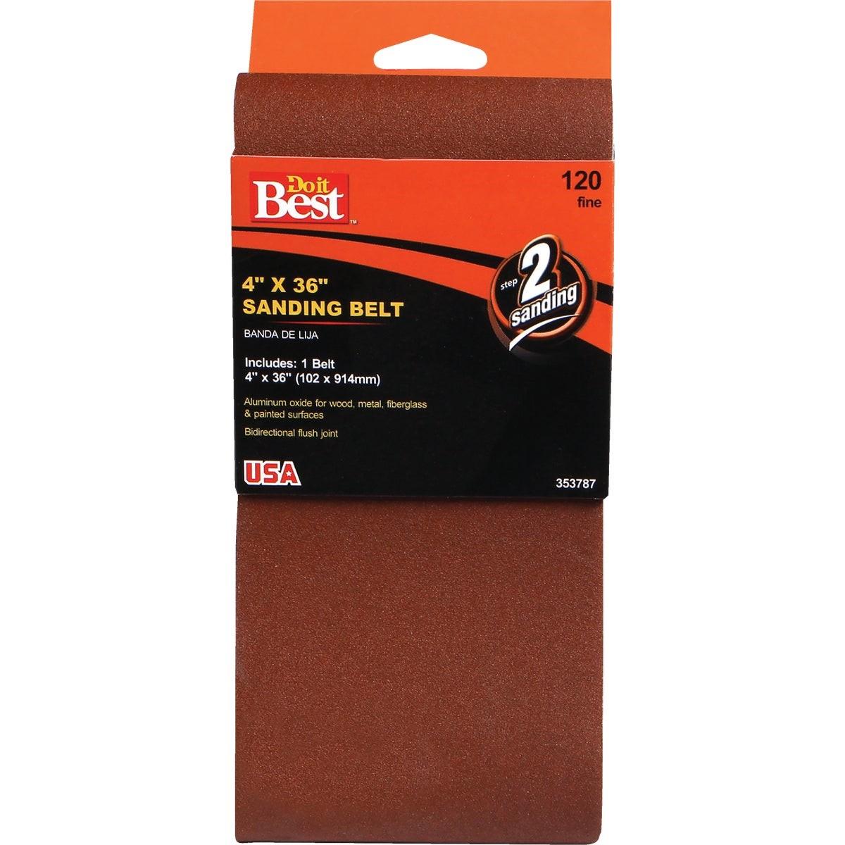 4 In. x 36 In. 120 Grit Heavy-Duty Sanding Belt