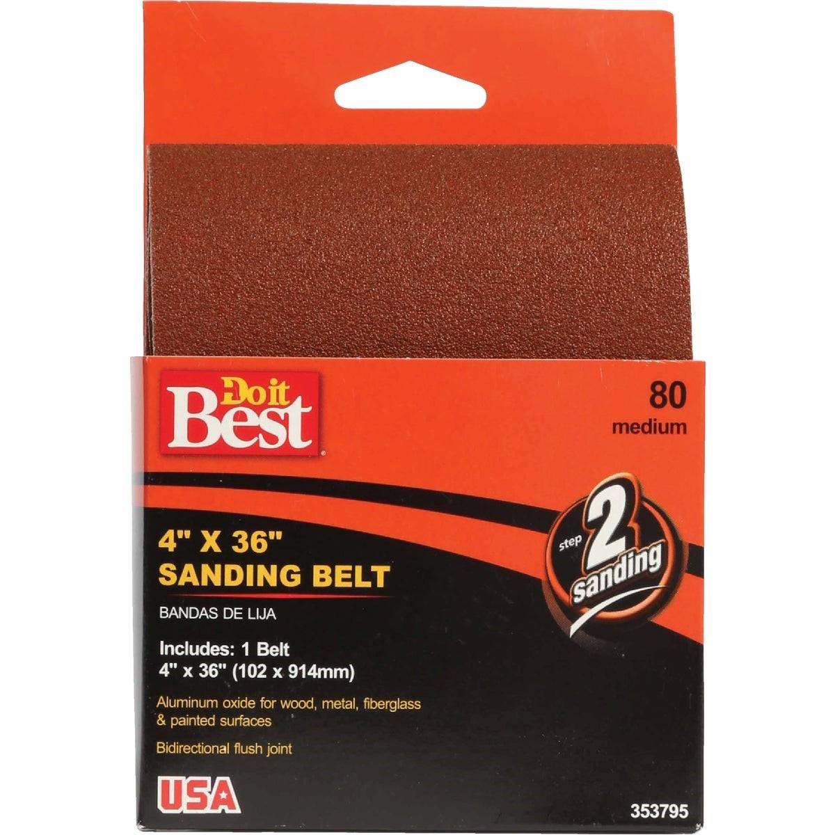4 In. x 36 In. 80 Grit Heavy-Duty Sanding Belt