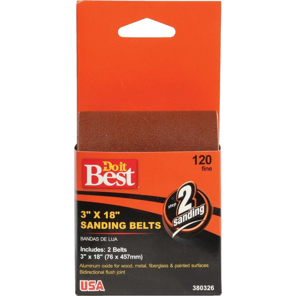 3 In. x 18 In. 120 Grit Heavy-Duty Sanding Belt (2-Pack)
