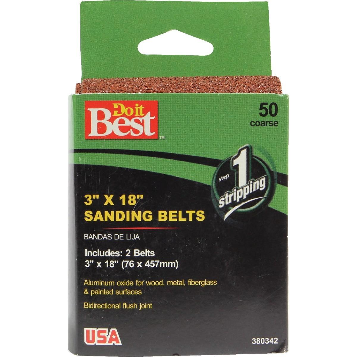 3 In. x 18 In. 50 Grit Heavy-Duty Sanding Belt (2-Pack)