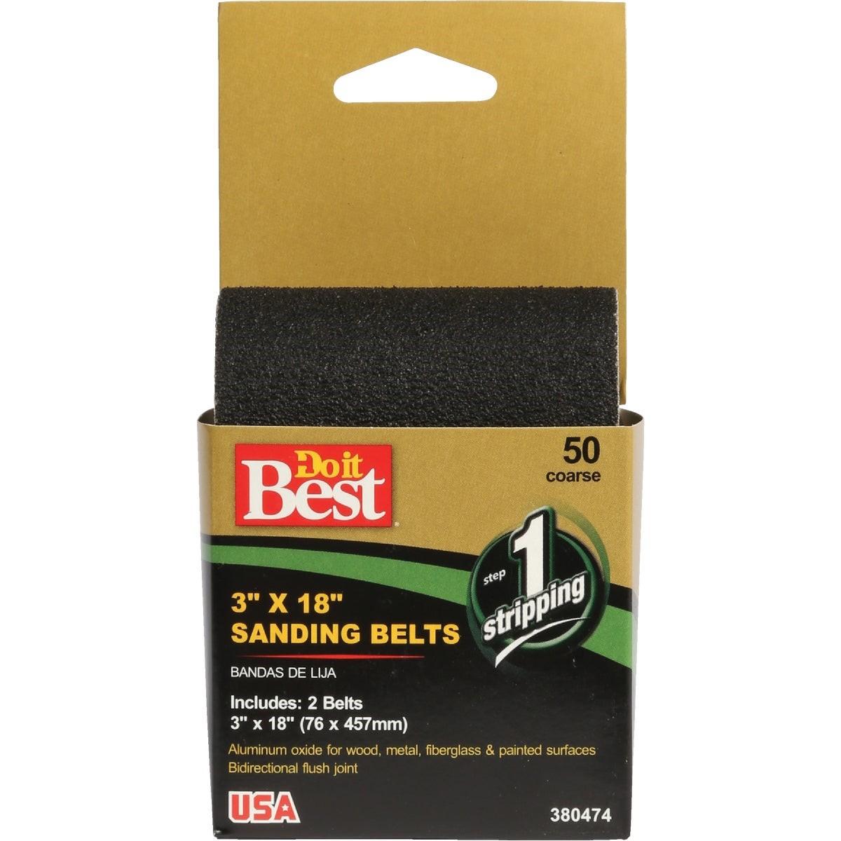 3 In. x 18 In. 50 Grit Heavy-Duty Premium Sanding Belt (2-Pack)