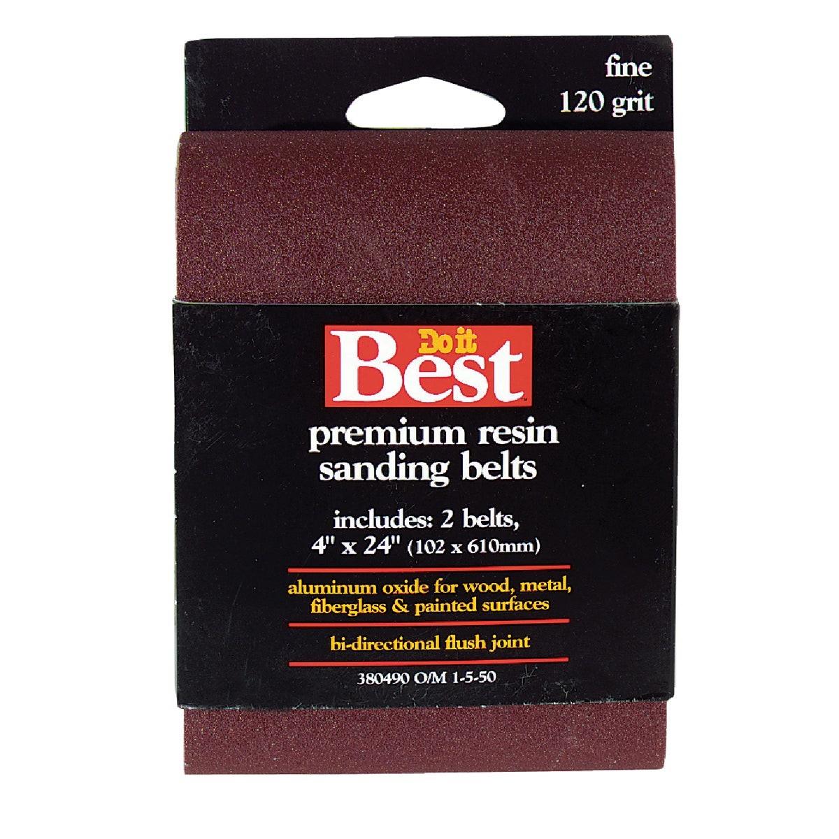 4 In. x 24 In. 120 Grit Heavy-Duty Sanding Belt (2-Pack)