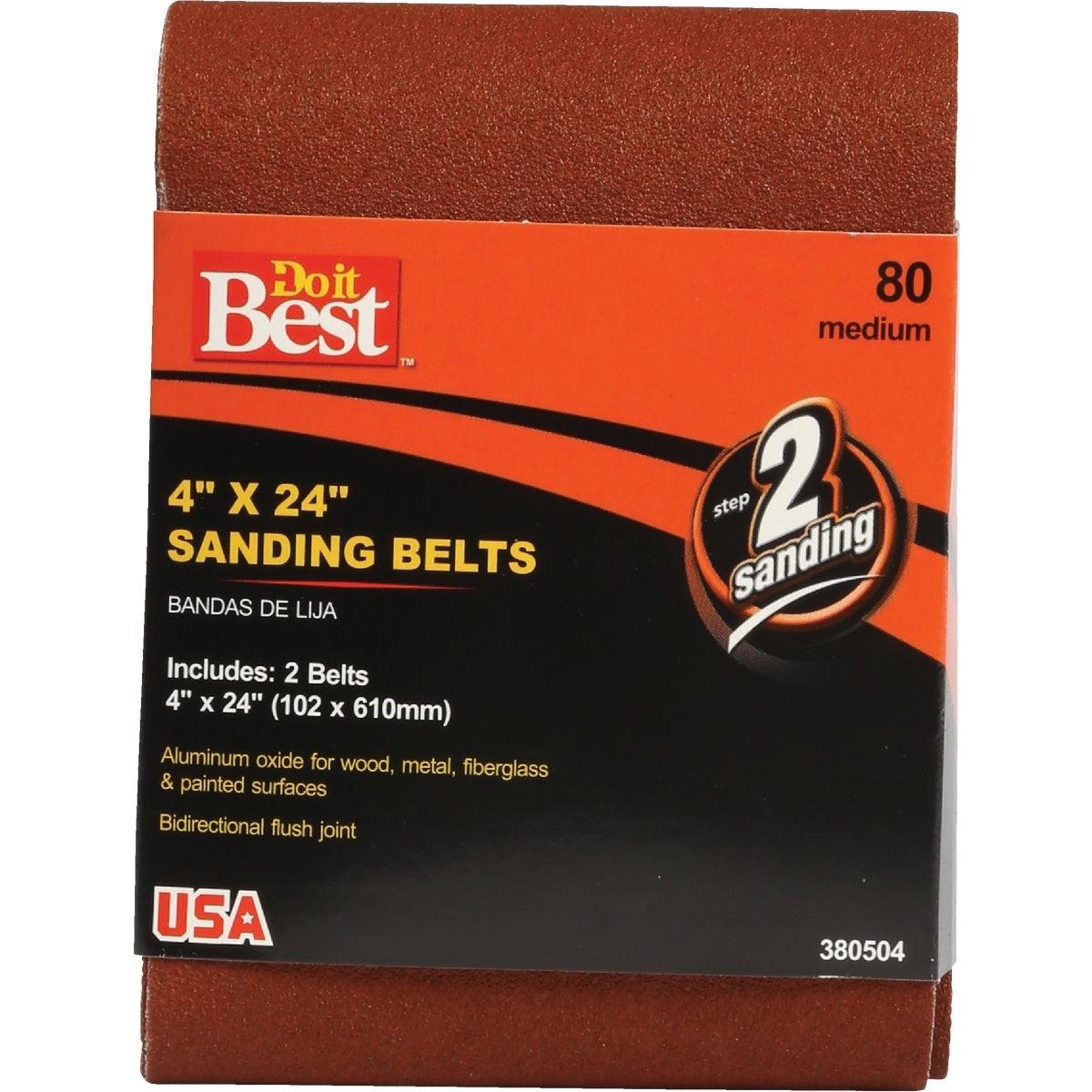 4 In. x 24 In. 80 Grit Heavy-Duty Sanding Belt (2-Pack)