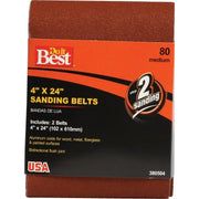 4 In. x 24 In. 80 Grit Heavy-Duty Sanding Belt (2-Pack)