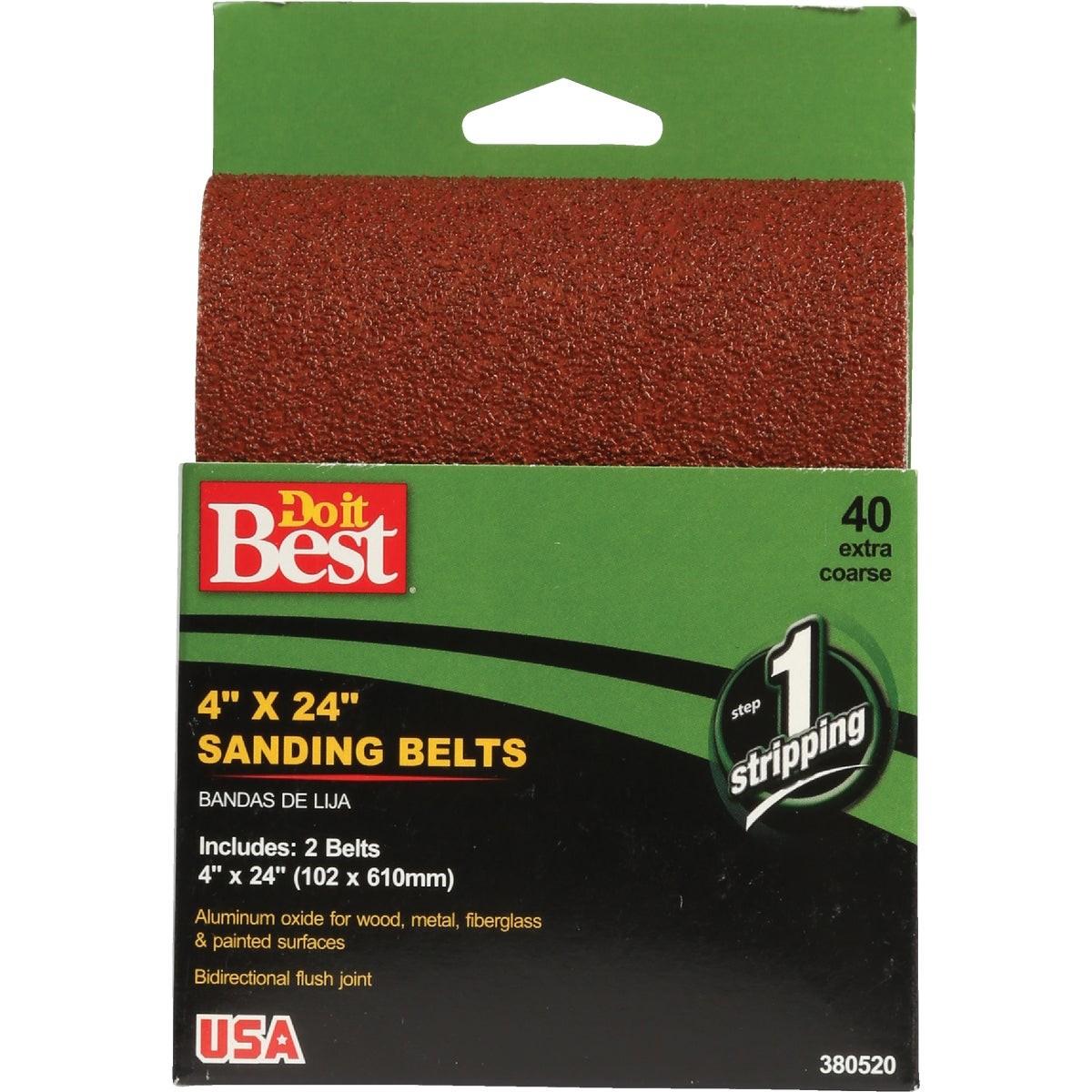 4 In. x 24 In. 40 Grit Heavy-Duty Sanding Belt (2-Pack)
