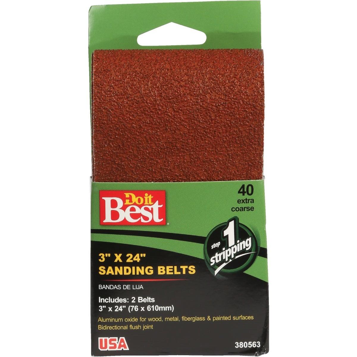 3 In. x 24 In. 40 Grit Heav-Duty Sanding Belt (2-Pack)