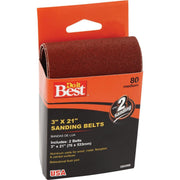 3 In. x 21 In. 80 Grit Heavy-Duty Sanding Belt (2-Pack)