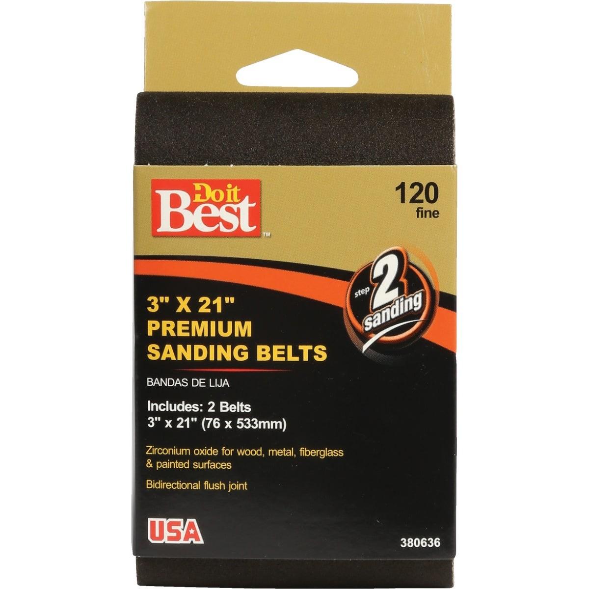 3 In. x 21 In. 120 Grit Heavy-Duty Premium Sanding Belt (2-Pack)