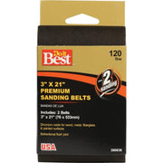3 In. x 21 In. 120 Grit Heavy-Duty Premium Sanding Belt (2-Pack)