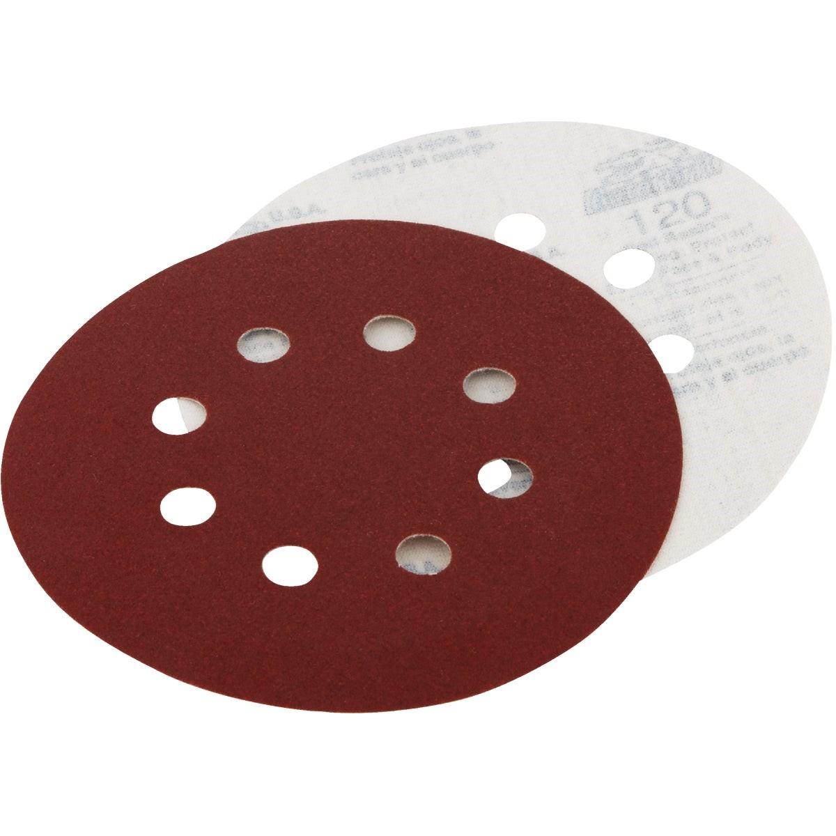 5 In. 220-Grit 8-Hole Pattern Vented Sanding Disc with Hook & Loop Backing (50-Pack)