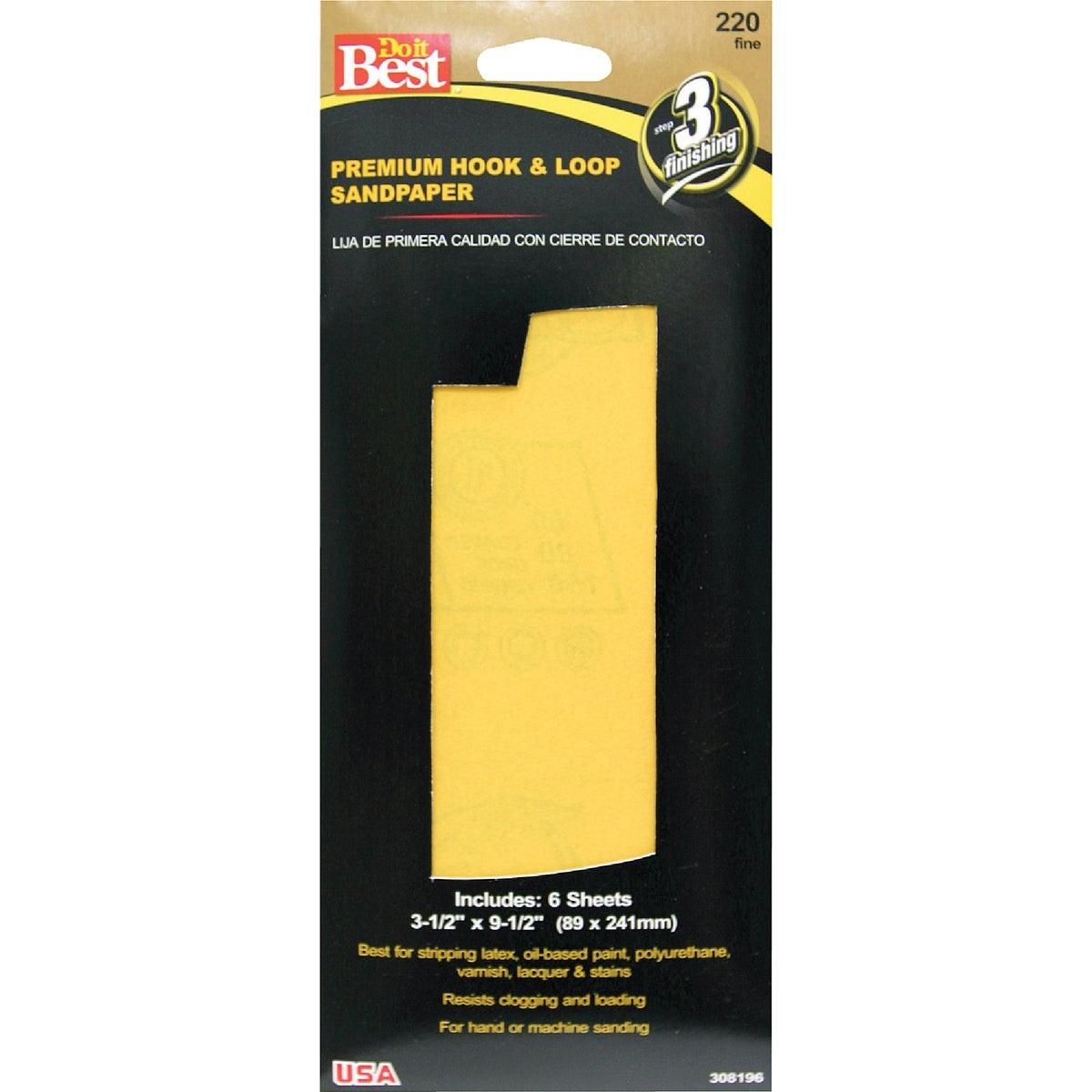 3-1/2 In. x 9-1/2 In. 220G Premium Hook And Loop Sandpaper (6 Count)