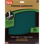 Premium Plus 9 In. x 11 In. 80 Grit Coarse Sandpaper (3-Pack)