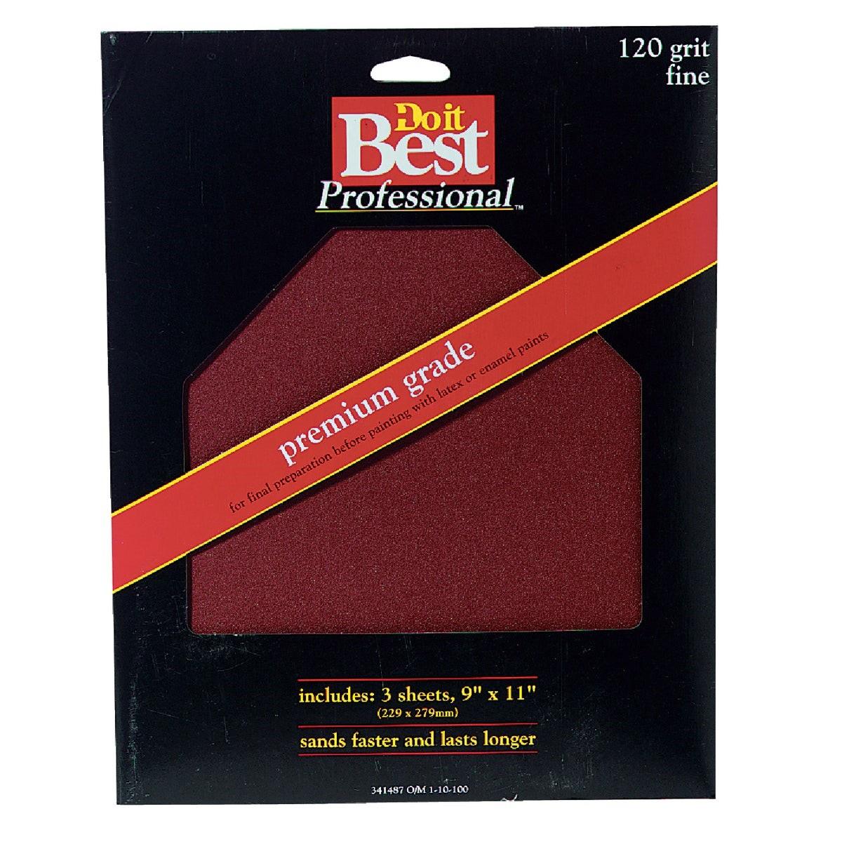 Premium Plus 9 In. x 11 In. 120 Grit Fine Sandpaper (3-Pack)