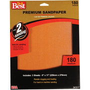 Premium Plus 9 In. x 11 In. 180 Grit Medium Sandpaper (3-Pack)