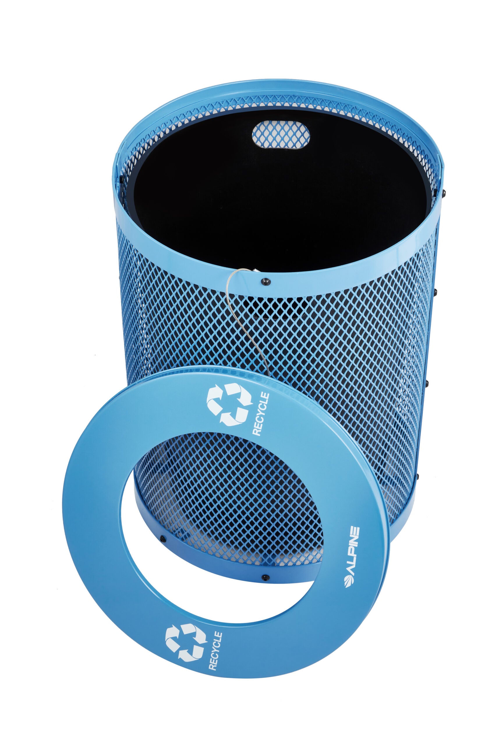 Alpine Industries Steel Flat Lid For 36 Gallon Trash Can, Blue