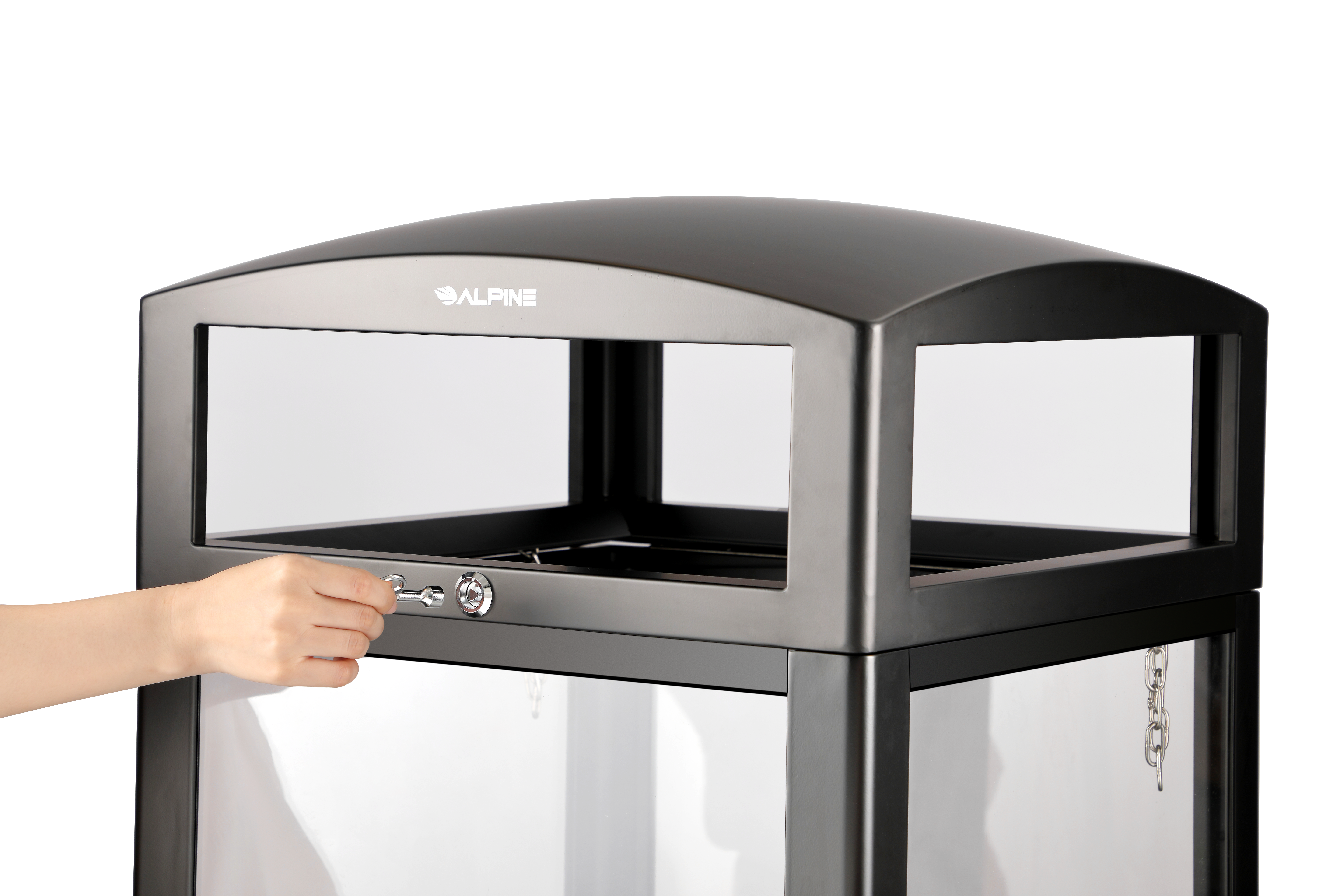 ALP471-40-CLR: 40-Gallon, DHS-Complaint, Waste Receptacle with Transparent Panel’s