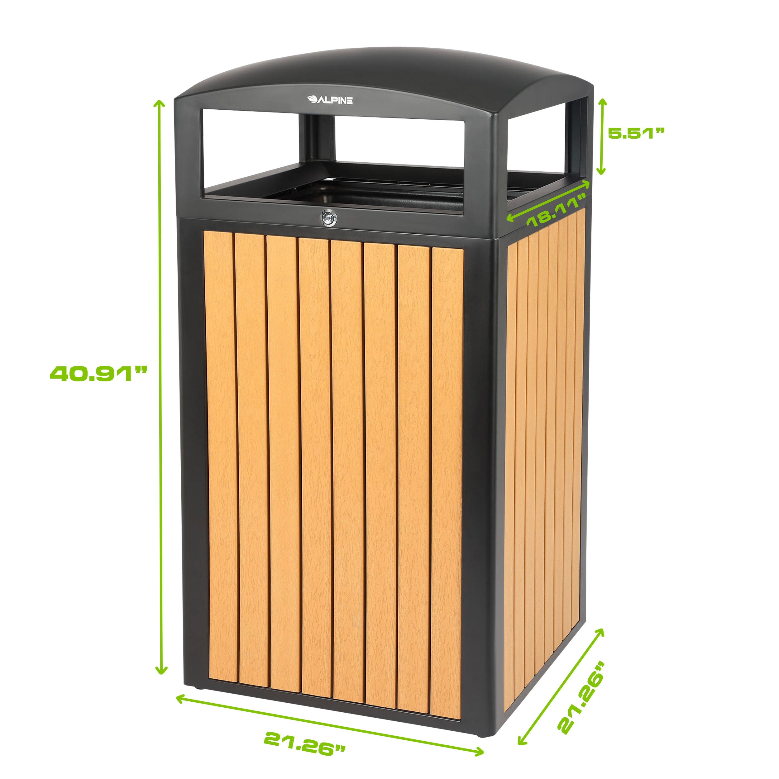 40-Gallon Outdoor Trash Container with Slatted Recycled Plastic Panels - Cedar