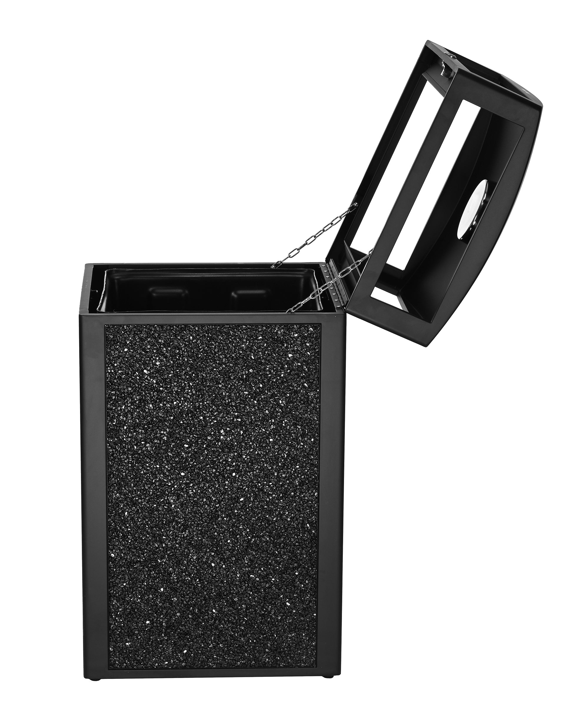 Alpine Industries Rugged 40-Gallon All-Weather Trash Containers with Gray Stone Panels and Ash Tray
