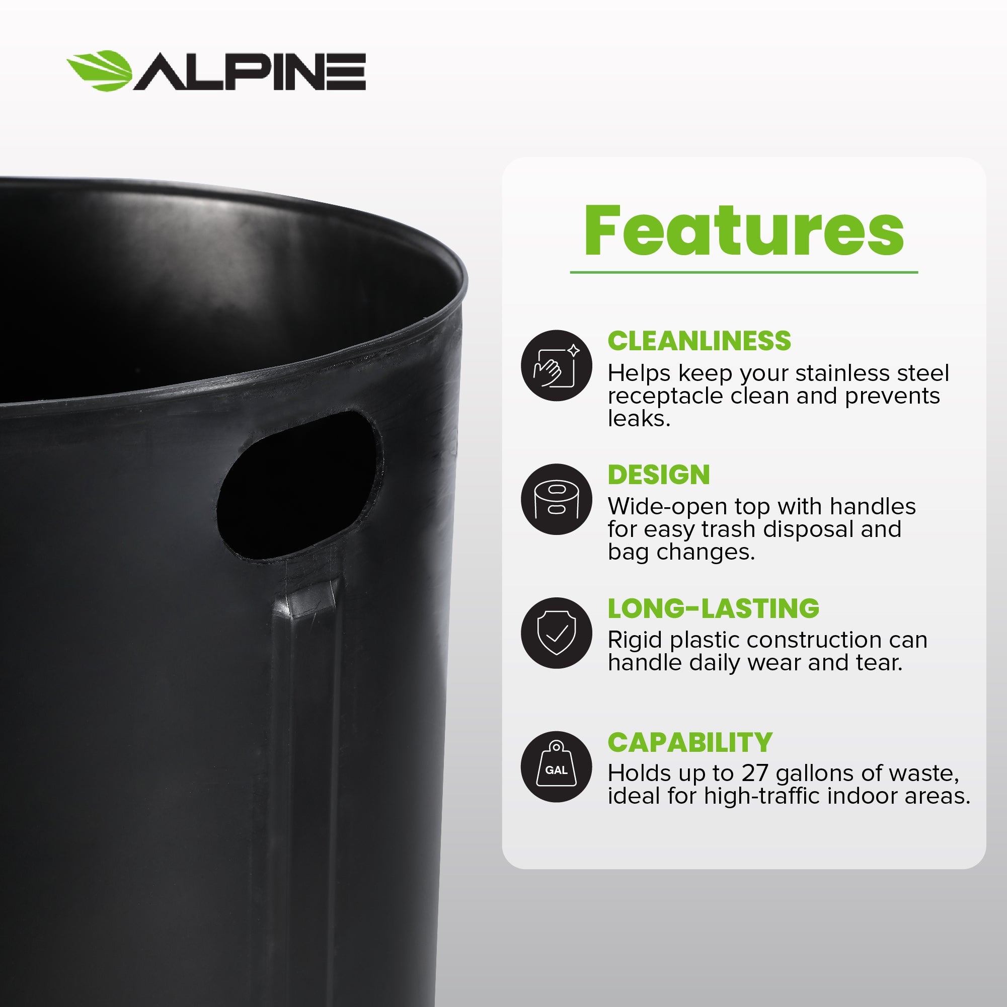 27 Gallon Stainless Steel Trash Can with Liner